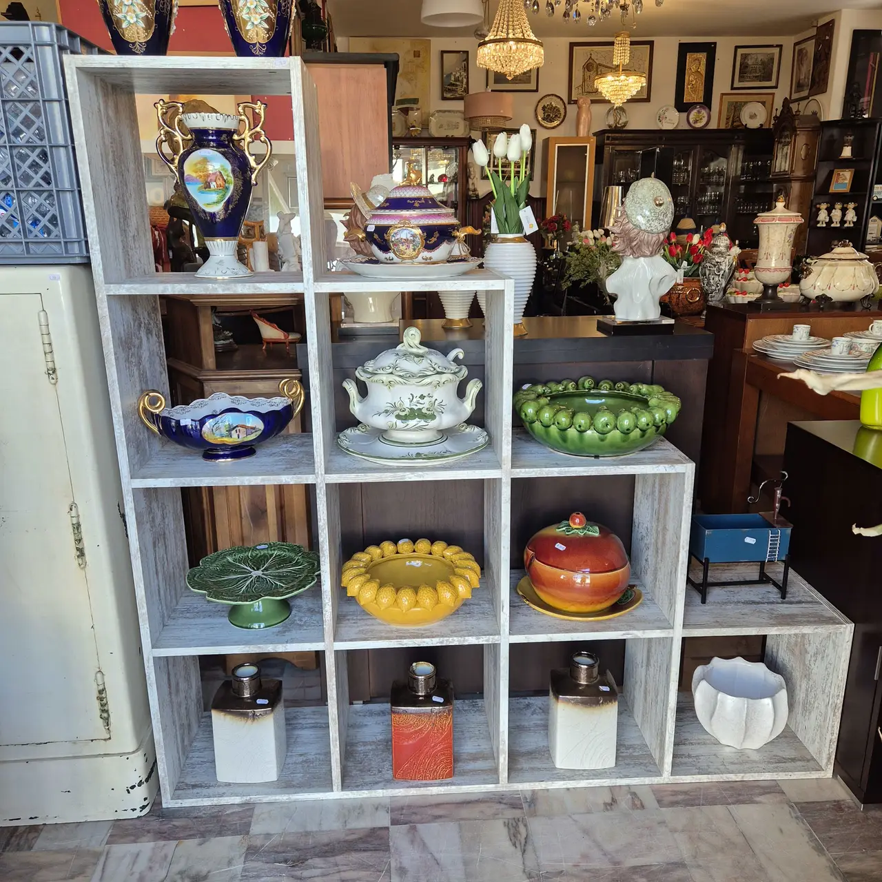 Estante Madeira Cinza Cubos