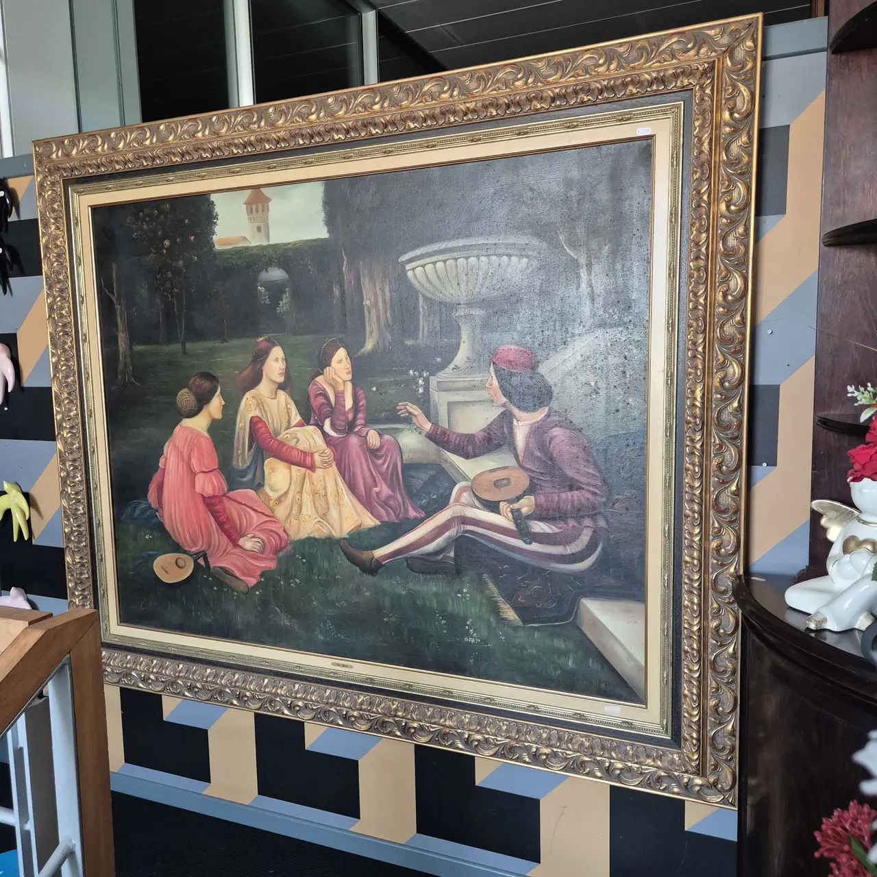 Quadro Madeira Moldura Dourada